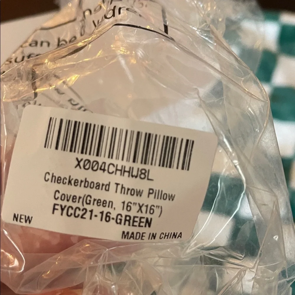 Green and White Checkered Pillow Covers super soft plush new unused